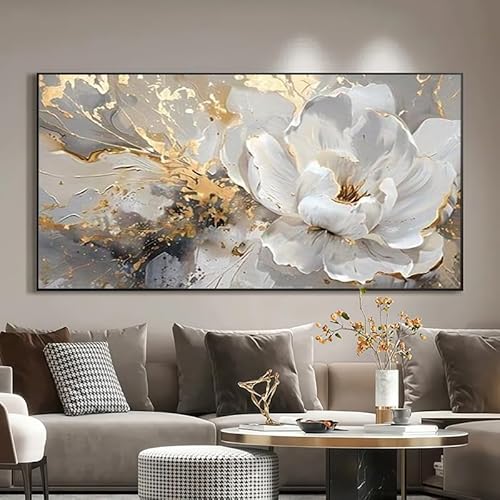 AOXUBI Modern Floral Canvas Wall Art,Large Size Contemporary Minimalist Abstract