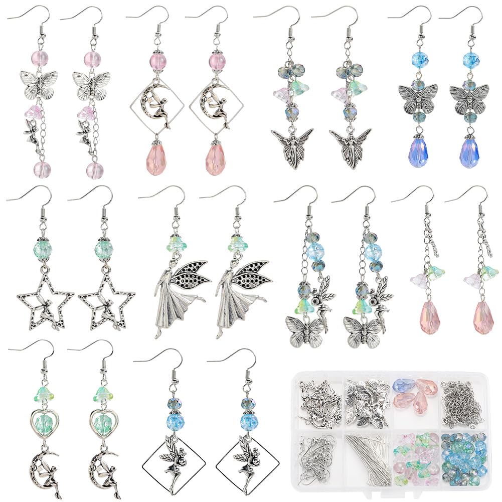 Kits para hacer aretes de hadas: crea bisutería artesanal con alas de ángel y cuentas de vidrio