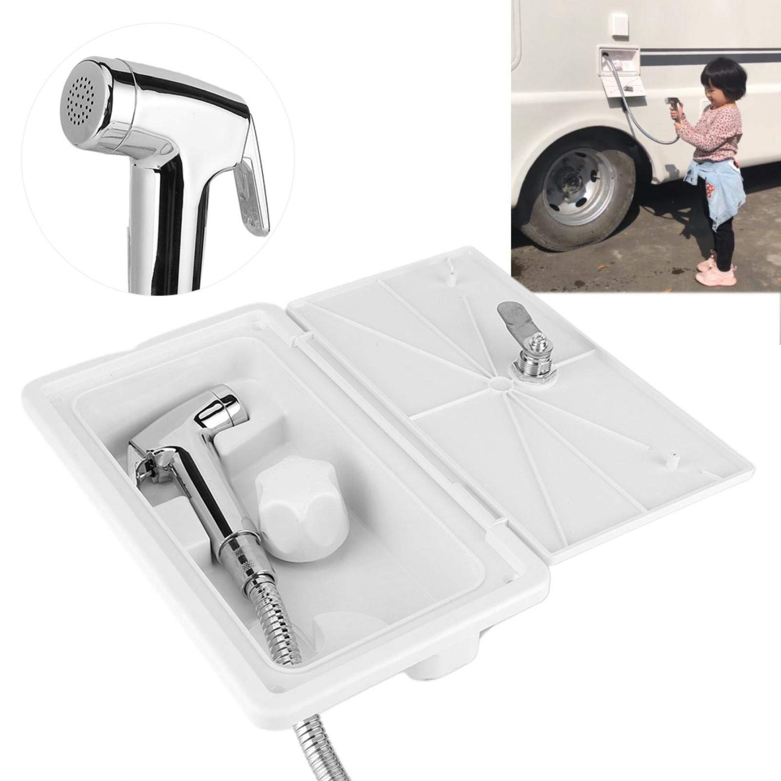 Douche extérieure supérieure pour VR, interrupteur froid chaud de boîte de douche extérieure avec Kit de 2 clés pour caravane de camping-car de bateau marin