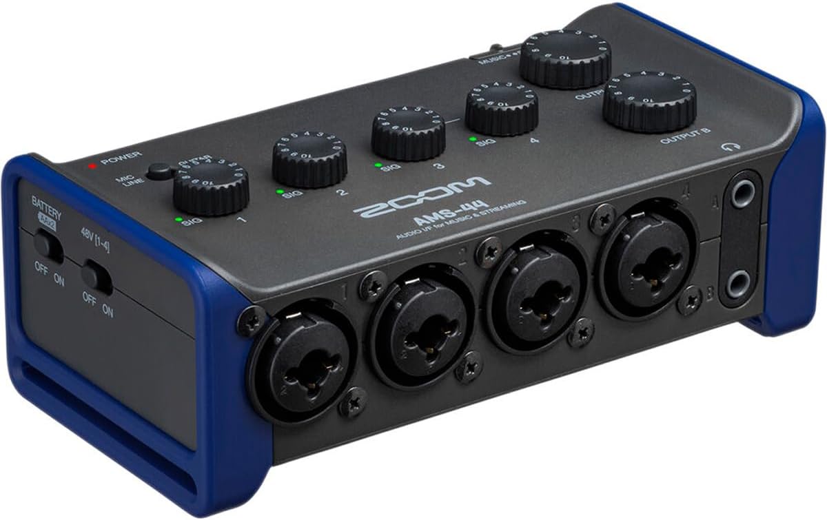 Zoom AMS-44 USB Audio Interface for Musicians & Podcasters, 4 In / 4 Out