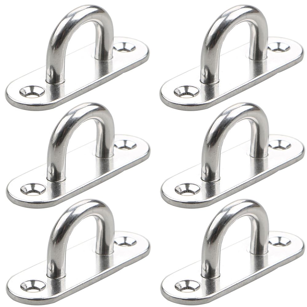 Fenglingchenga Black 6 Pcs Eye Plate Hammock Hooks Metal Hook For Hanging Wall Ceiling Marine Hardware Accessories Stainless Steel Eye Pad Plate Staple Ring Hook Loop Hammock Hooks Hanger