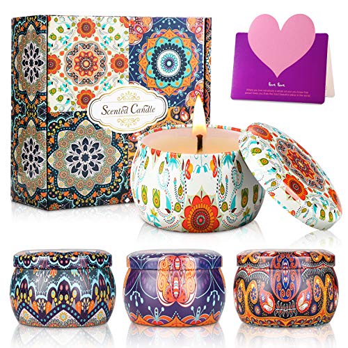 Wilbest® 4 Pcs Velas Perfumadas, Velas Aromaticas, Velas de Aroma de Cera de Soja para Aromaterapia, Baño, Yoga, Masajes, Alivio del Estrés, Regalo de Velas Aromática Portátiles para Navidad (4.4 OZ) Cover