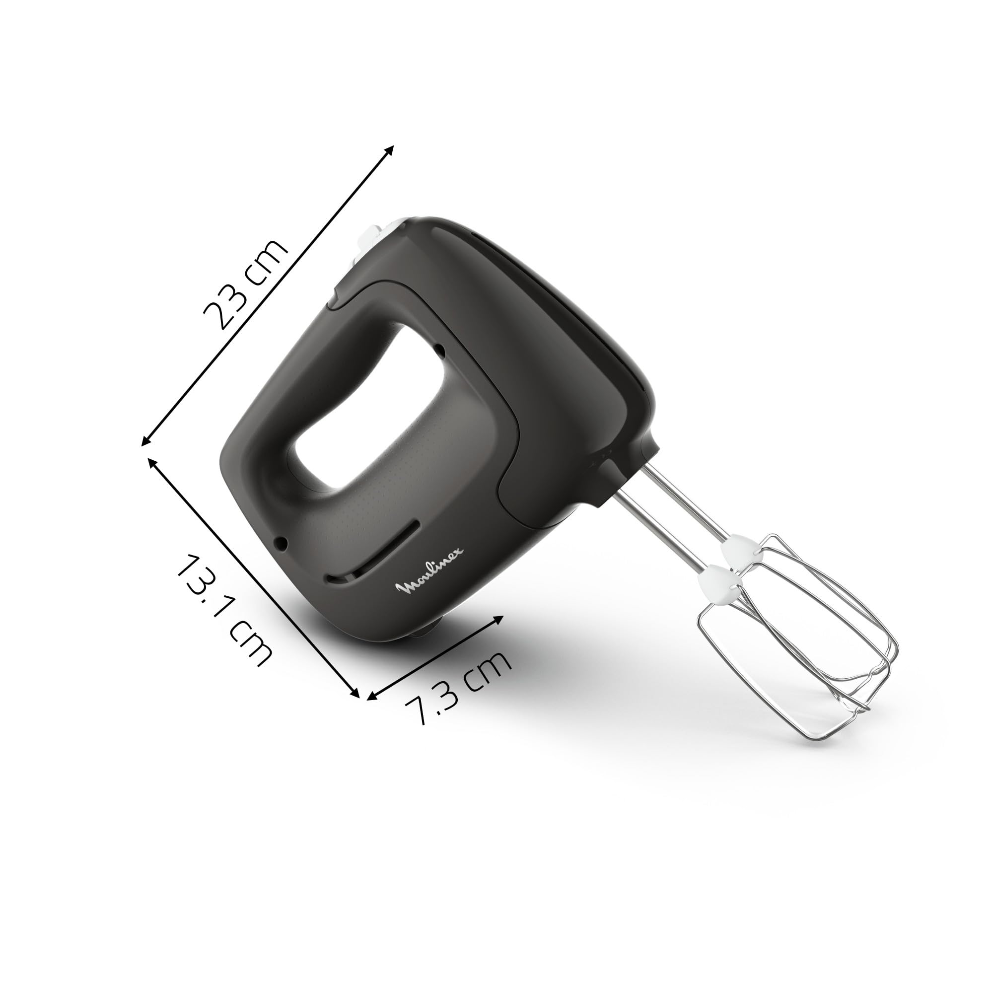 Moulinex PREP MIX Sbattitore Elettrico, Mixer 450W, 5 Velocità, Impostazione Turbo, 2 Fruste, 2 Ganci Impastatori, Acciaio Inox, Ergonomico, Accessori Lavabili in Lavastoviglie, HM450HF0