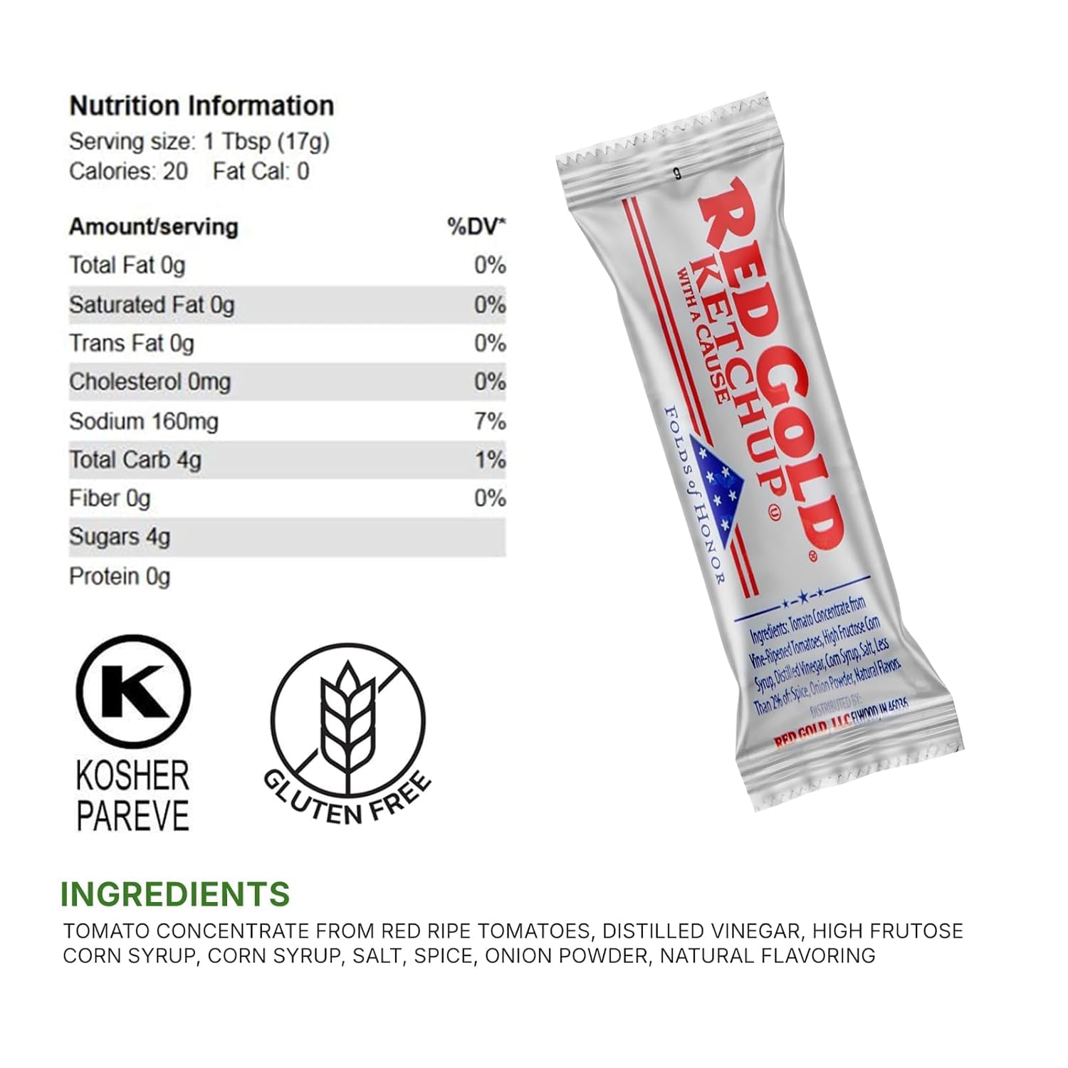 Ketchup Packets - 0.3 oz (9g) | Ketchup RED GOLD Ketchup with Cause | Ketchup Packets | Condiments Packets Single Serve Tomato Ketchup in Bulk | Pack of 1000