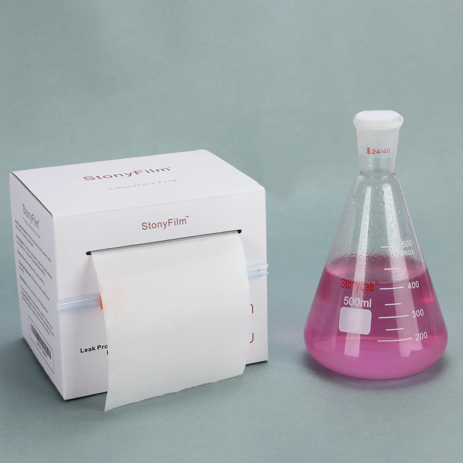 stonylab Film Scellant pour Laboratoire, 10 cm x 38 m, Flexible et Très Extensible (Plus de 500%), Film Auto-Adhésif pour Contenants de Laboratoire, Prévient les Fuites et l'Évaporation