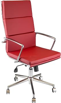 Semper Office Flor Soft Executive Chair & Ergonomic Adjustable Office Chair Design & 360 Degree Rotatable and Flat Armrest Design (Red)