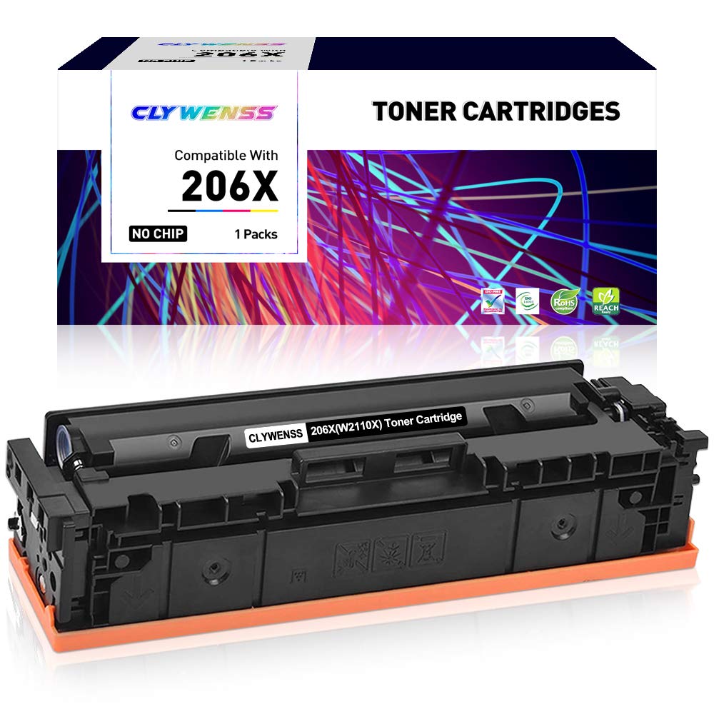 CLYWENSS ã€?NO CHIPã€‘ Compatible 206X Black Toner Cartridge Replacement for HP 206X 206 W2110X to use with HP Color Laserjet Pro M283fdw M283cdw M255dw Printer (1 Black)