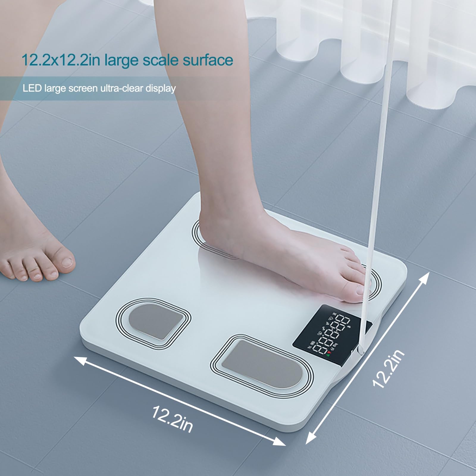 Bascula de Baño Electrónica, Bluetooth Inteligente con Aplicación, 45 Indicadores de Salud, Báscula Inteligente de Alta Medición Precisa, báscula Inteligente(White)
