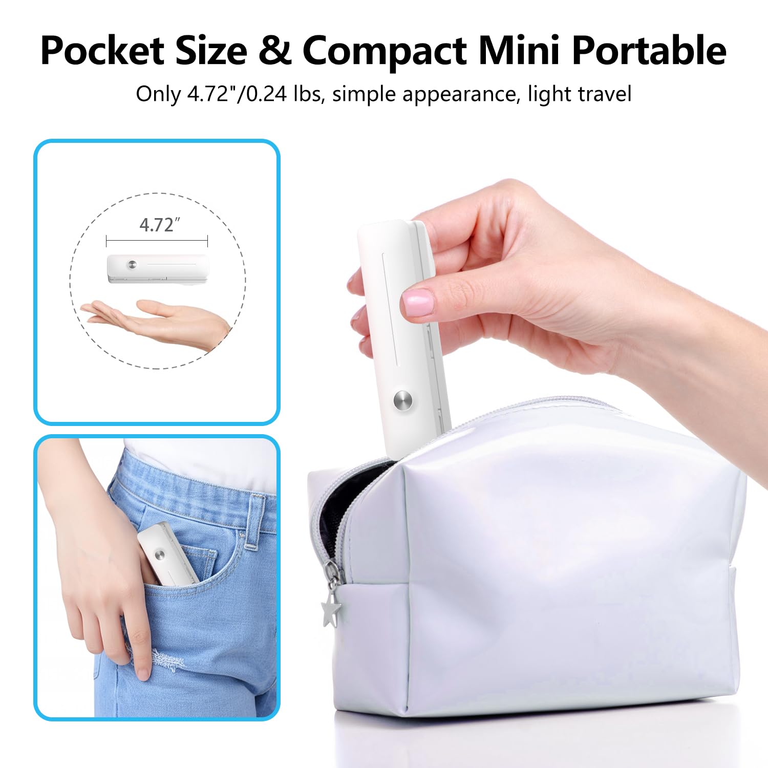 yAyusi Mini Selfie Stick Estensibile, Selfie Stick Portatile Tascabile con Telecomando, Supporto per Cellulare Compatto per Vlog/Registrazione Video/Streaming Live/Creazione di Contenuti (Bianco)