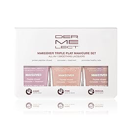 Dermelect Makeover Triple Play Manicure Set - Ridge Filler & Award-Winning Nail Treatments | Strengthens, Moisturizes & Conceals Imperfections (3 pcs set)