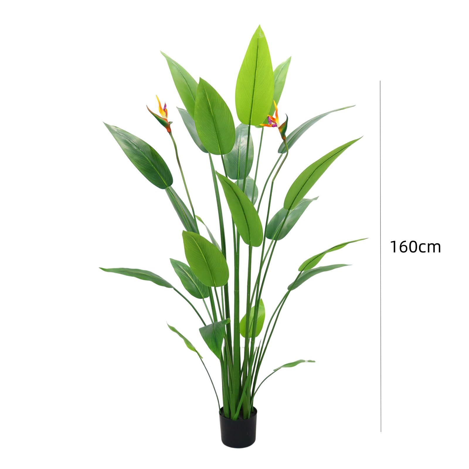 Zstar Plante d'oiseau de Paradis Artificiel en Pot avec de Faux Oiseaux et 23 Feuilles, Grandes Plantes artificielles en Pot pour Salon, Maison, Bureau, Jardin - 160 cm