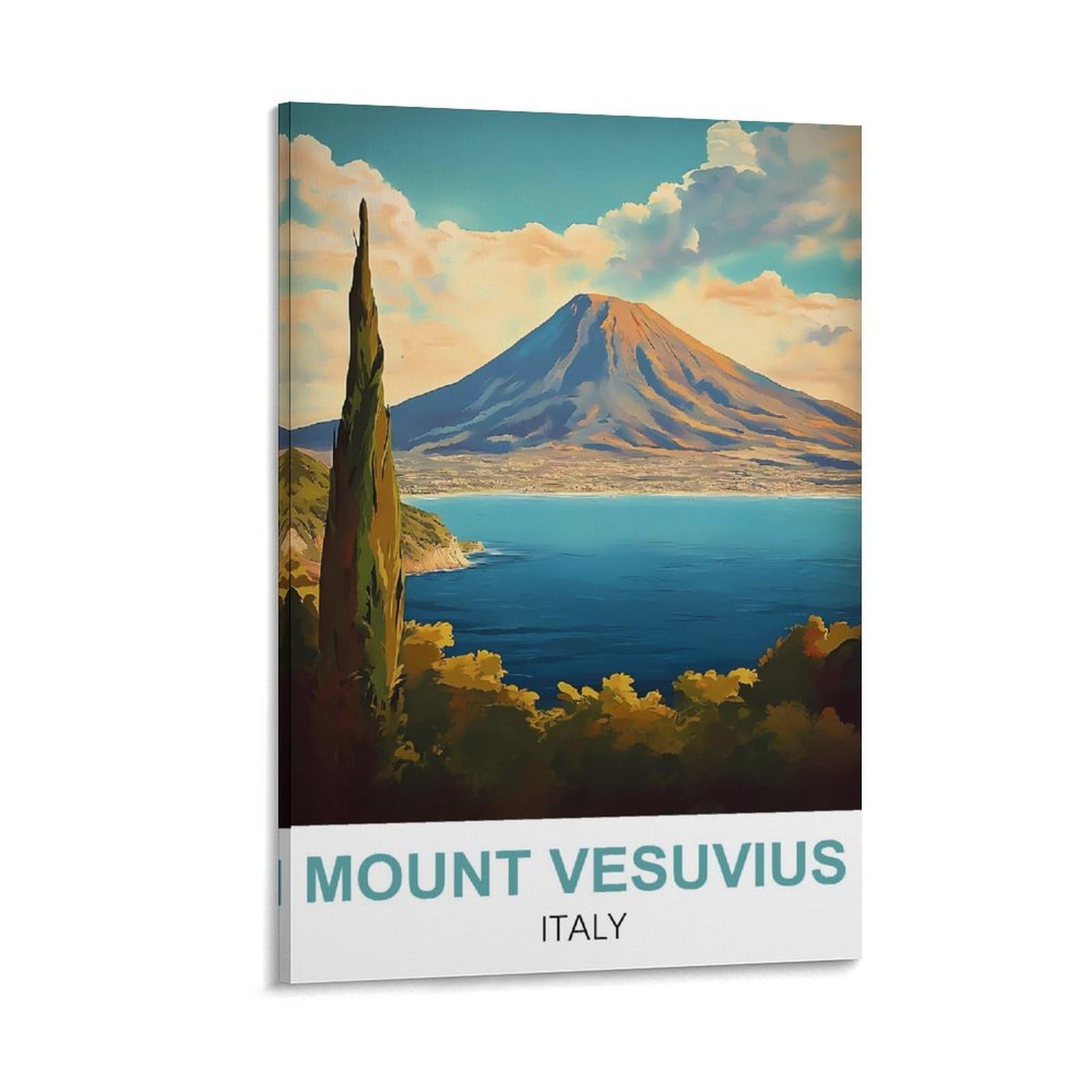 CYYHGEE Mount Vesuvius Italy Vintage Travel Posters 12x18inch(30x45cm) Canvas Poster Wall Art Living Room Home Decor