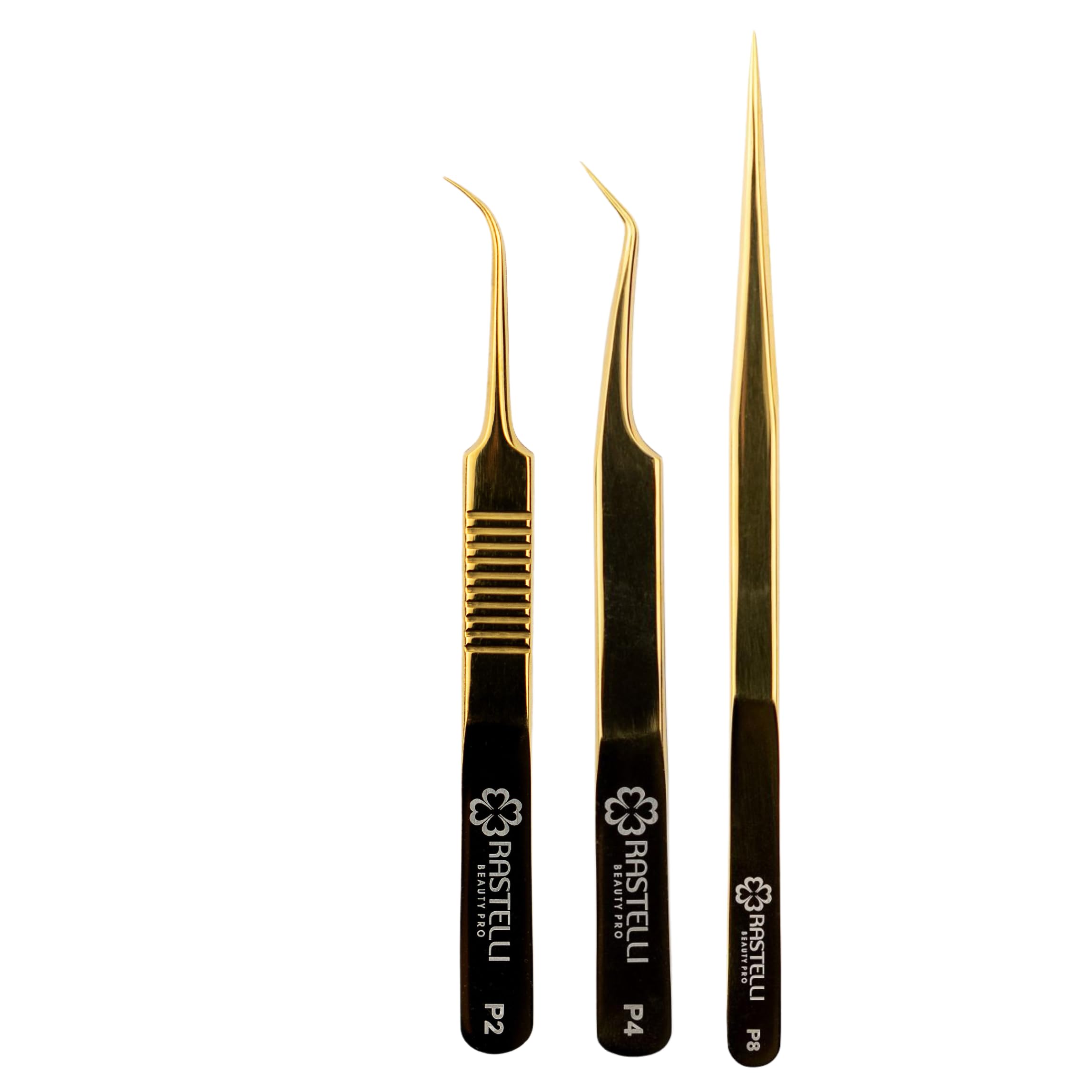 Kit de 3 pinzas para pestañas + estuche, 3 estilos de extensión de pestañas de acero inoxidable /RASTELLI