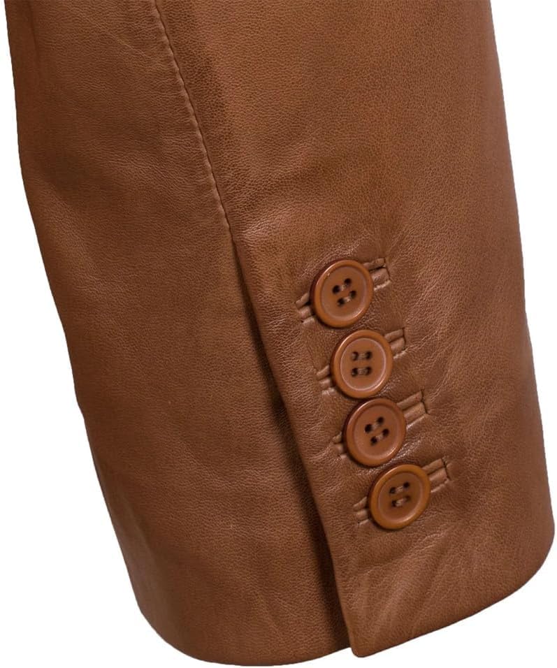 Image of Isaac & David Chicago Lambskin Genuine Casual Wear Leather Blazer Sport Coat Classic Button Closure for Men 2 Button Coat