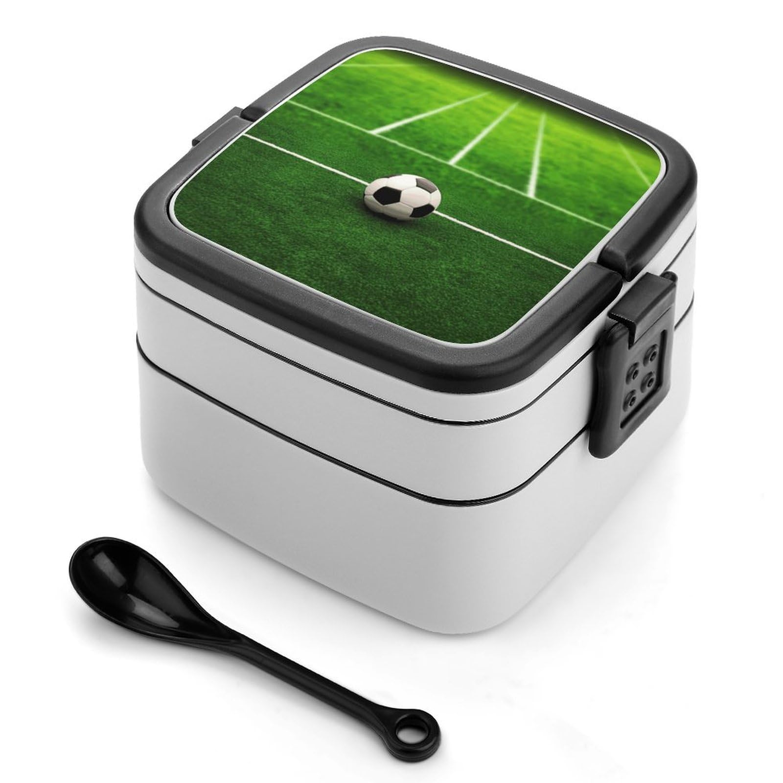Amazon｜YHEGBFD 二層弁当箱、グリーングラスフィールド サッカー