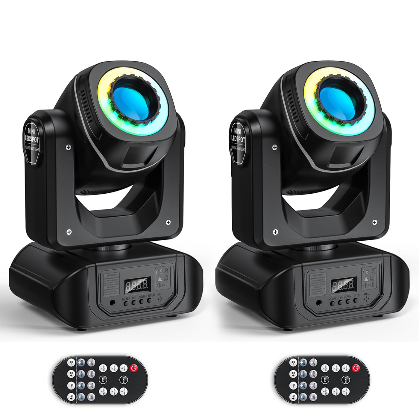 DJ Moving Head Light, Strobe Spot LED Bühnenlicht mit DMX-Controller, Fernbedienung, 8 Muster & Farbe, Dithering & Rotationsgeschwindigkeit einstellbar, Indoor Party Disco Lichter für Partys, 30 W, 1