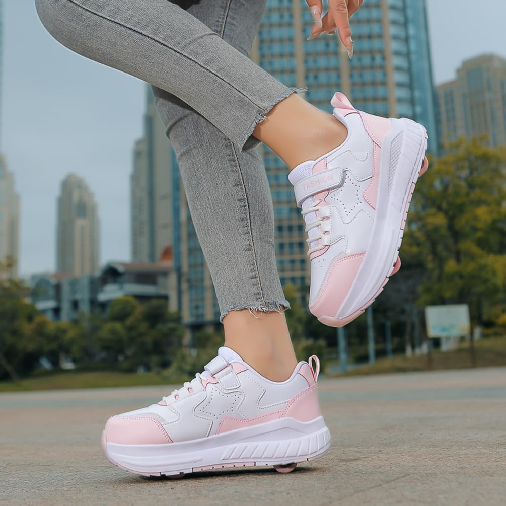 Buty na kółkach dla dziewczynek i chłopców buty na dwóch kołach buty do deskorolki wielofunkcyjne buty 2 w 1 buty sportowe na kółkach, Rolka S1, 33 EU