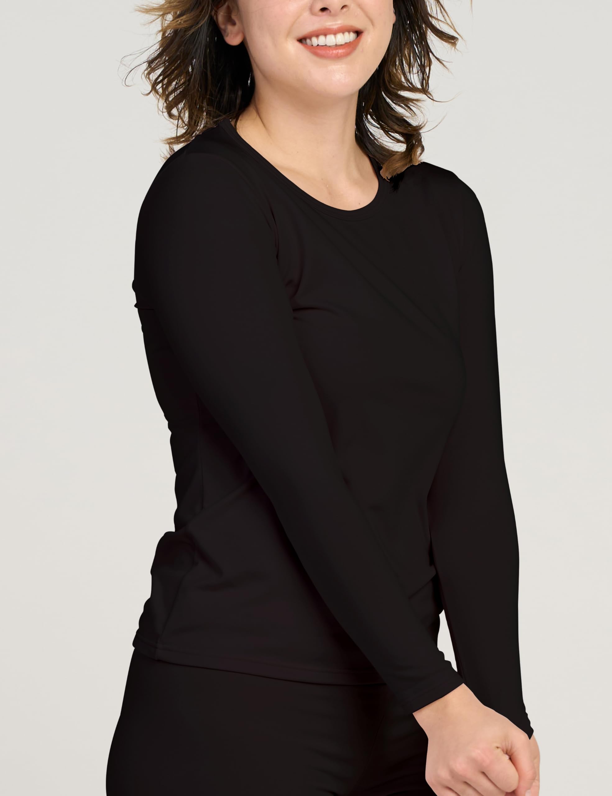 LAPASA Pacco da 2 o 1 Maglia Termica Donna Manica Lunga Fodera in Micro Pile - Pigiama Abbigliamento Intimo Canottiera Calda Elegante Elastica Traspirante Sportiva L15/L39/L42