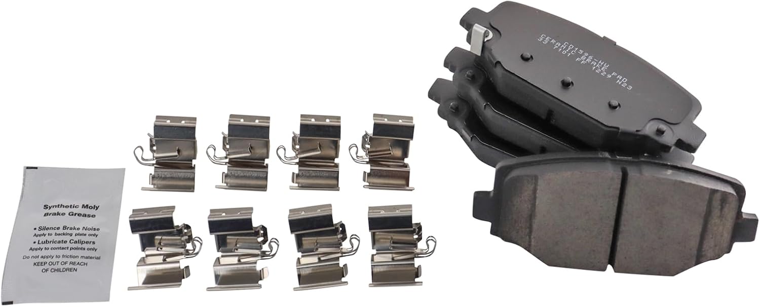 TRQ Rear Brake Pads Ceramic Compatible with 2012-2016 Chrysler Town Country 2011-2020 Dodge Grand Caravan 2012-2020 Journey 2012-2015 Ram C/V 2012-2014 Volkswagen Routan