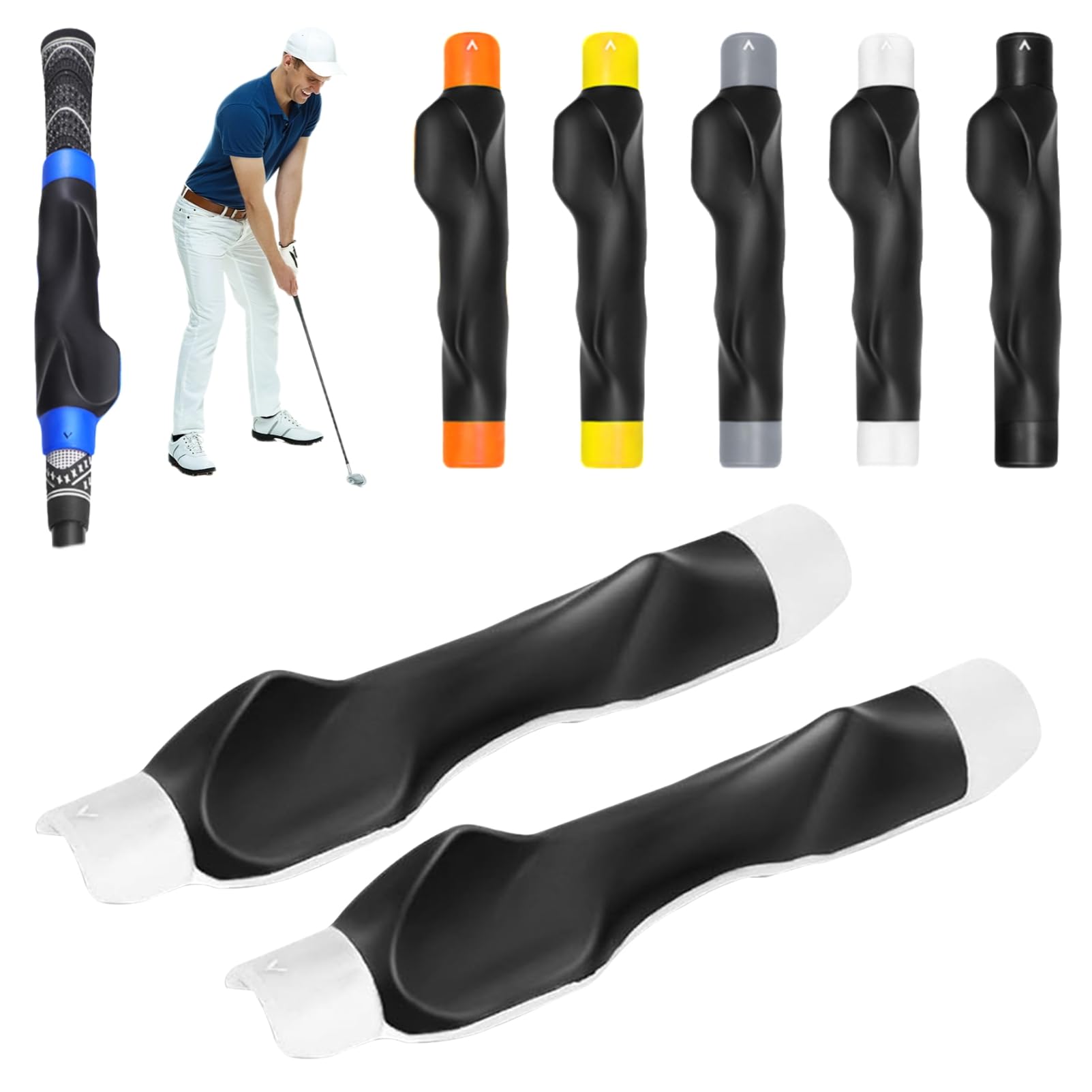 Kryilut Swing True Grip Trainer 2.0, Golf Grip Trainer, Right Hand Golf Grip Training Aid, Grip Swing Trainers for Golf Clubs, Corrects Golf Grip Posture and Improves Swing Accuracy (White, 2pcs)