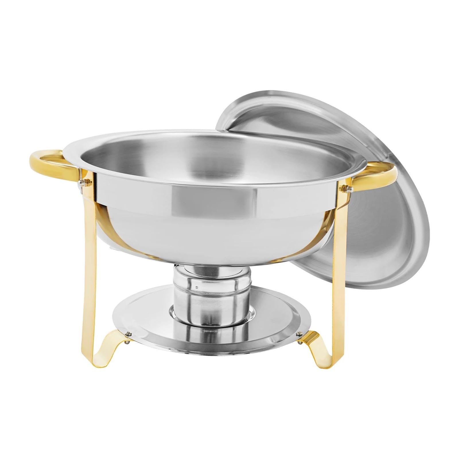 Juego De Buffet Plato Frotamiento 4,5 L, Calentador Alimentos Autoservicio Acero Inoxidable For Fiestas/Bodas Alimentado con Alcohol RetencióN del Calor De Larga DuracióN(Gold 4pcs)