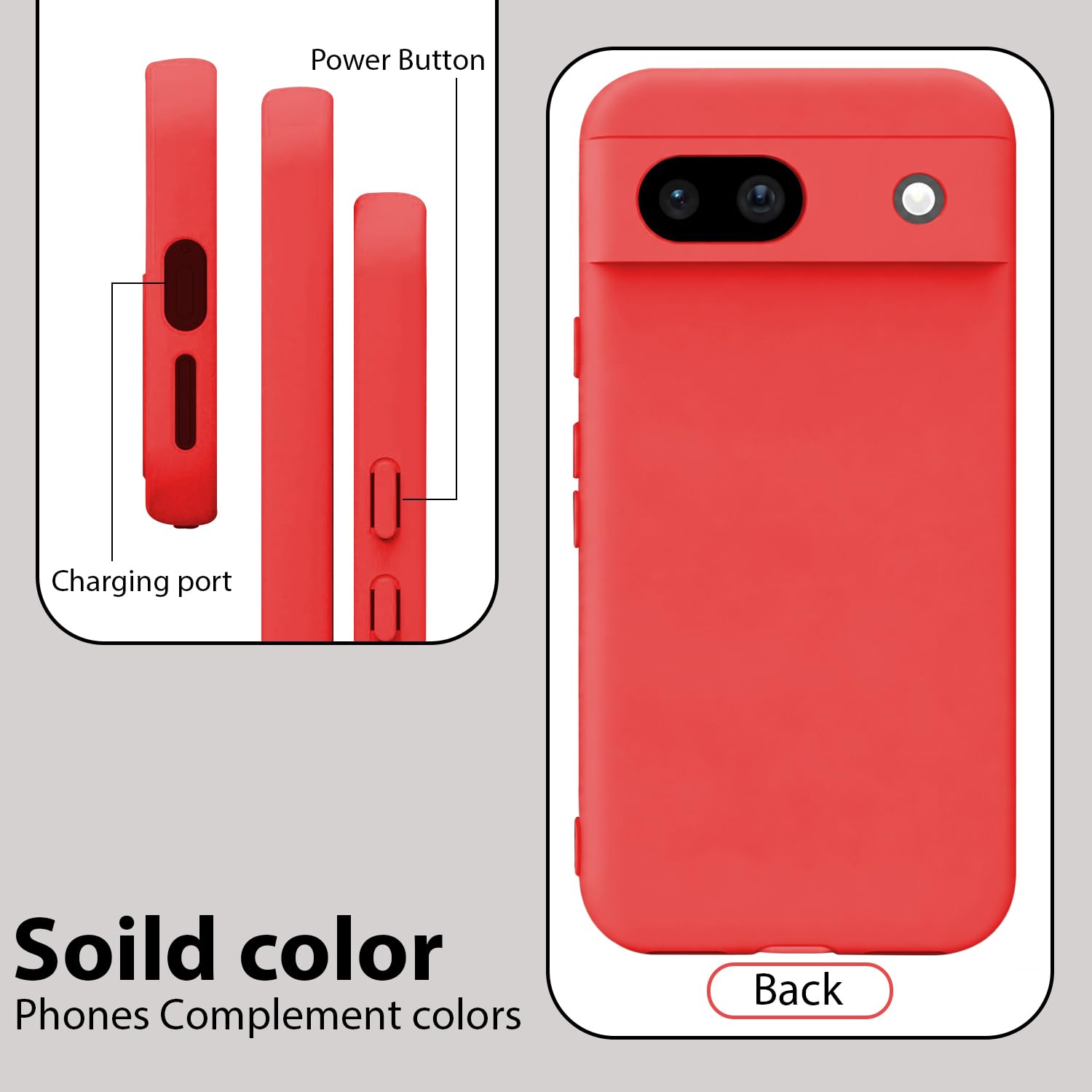Pixel 8A Silicone Case - Red by KACA -6 Pixel 8A Silicone Case - Red by KACA -6