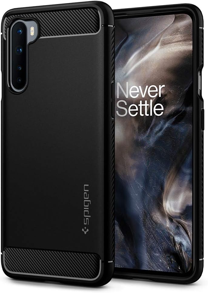 Spigen Rugged Armor for OnePlus Nord Case, One+ Nord Back Cover - Matte Black