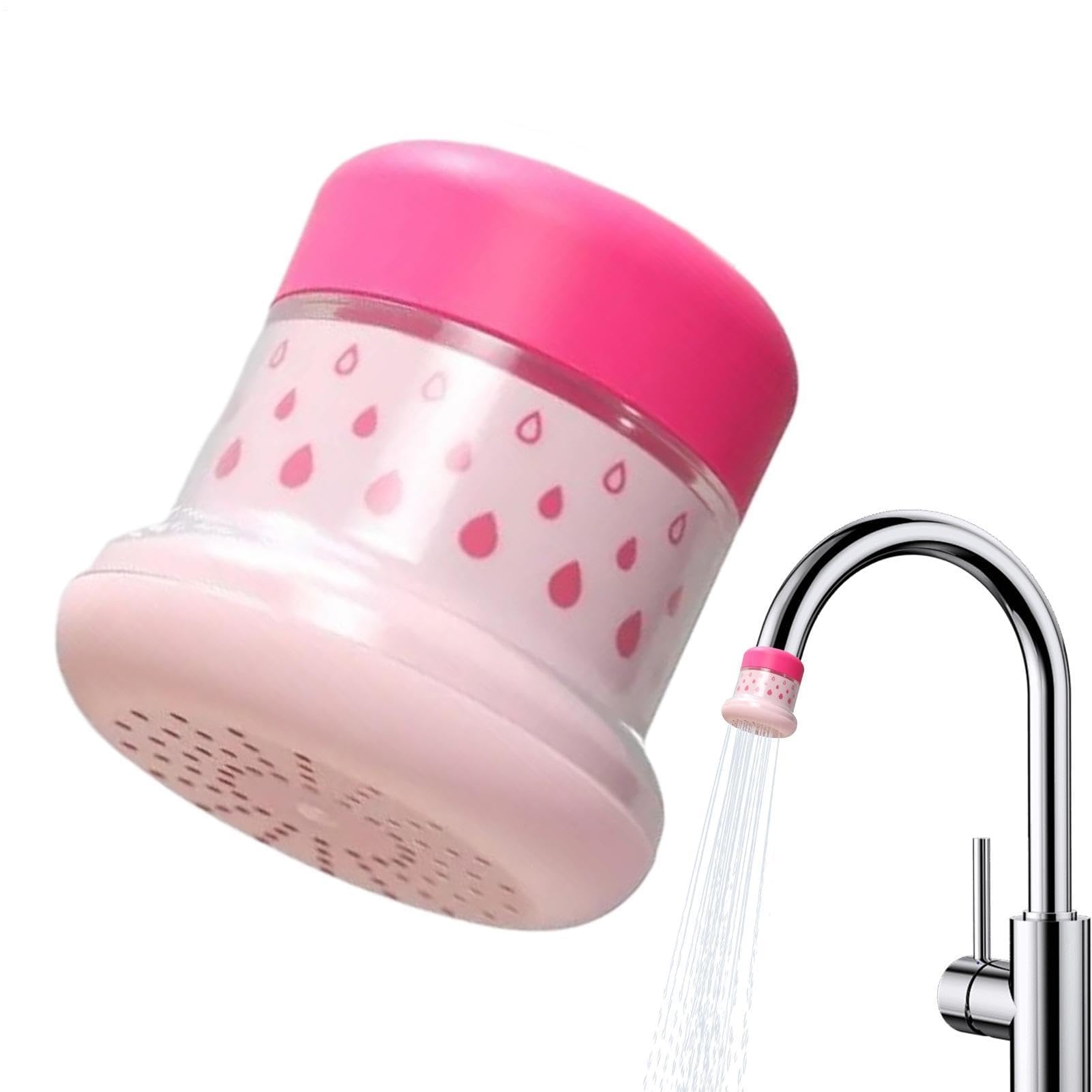 Wasserhahn-Wasserfilter, abnehmbares Verlängerungsrohr, wasserdicht, mit Spritzschutz und Wasserenthärtungsfunktion, für das Badezimmer geeignet (Hellrosa.)