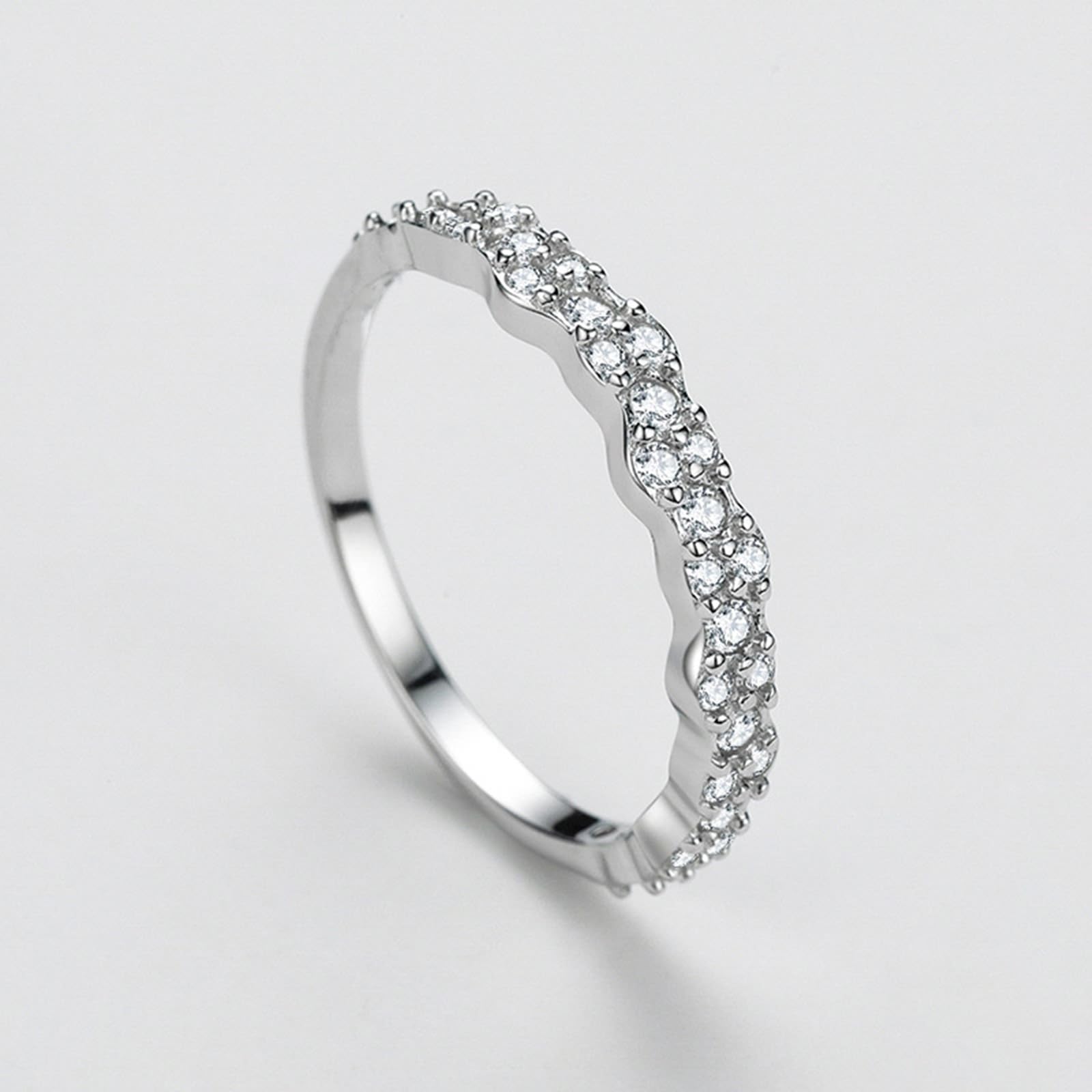 Obrączki z żółtego złota 18 K, prawdziwe fale, pierścionki przyjaźni z diamentem, platynowe PT950, rozm. 47-65