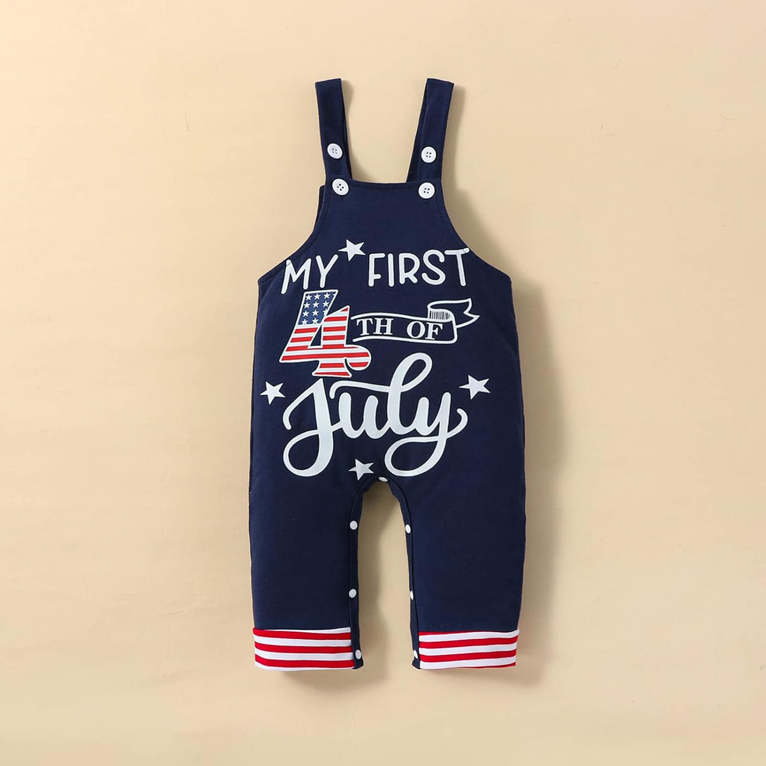 Baby Boys 4th of July Outfit Infant My First Independence Day Clothes Bodysuit+Overalls+Hat