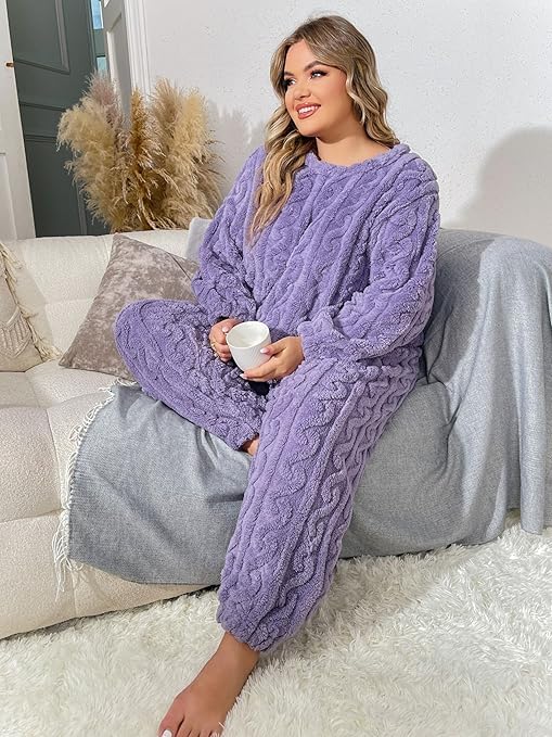 Image of Ukal Women's and Men's Wool Blend & Fleece Long Sleeve Pullover Hoodies Set Full Length Winter Nightwear Pajama and top Set Tracksuit Gym Suit Night Suit Set