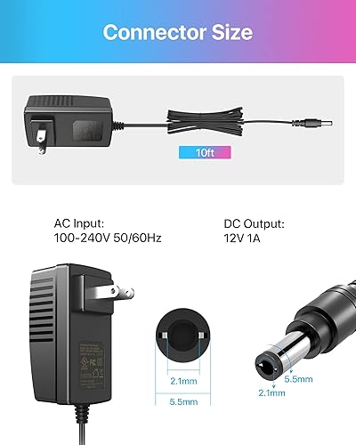 Miniatura 5 de ZOSI DC 12V 1A 1000mA US CCTV adaptador de fuente de alimentación 9.8 ft largo cables de alimentación para el hogar cámara de seguridad sistema de