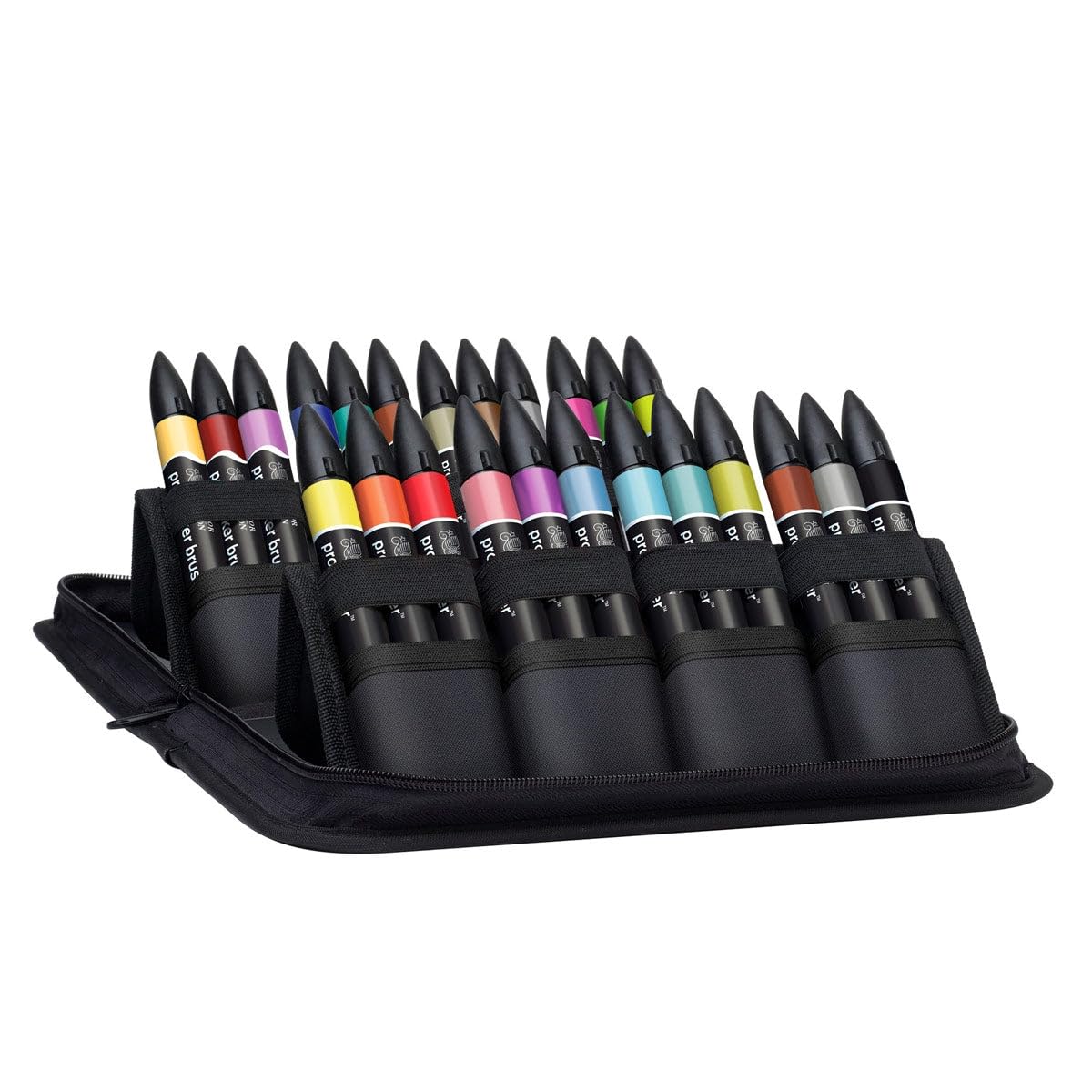 Winsor & Newton 0290037 Professioneller Layout Mixed Marker 24 Farben Set, 24 im Wallet, 2 Spitzen, fein und breit für Zeichnungen, Design und Layouts