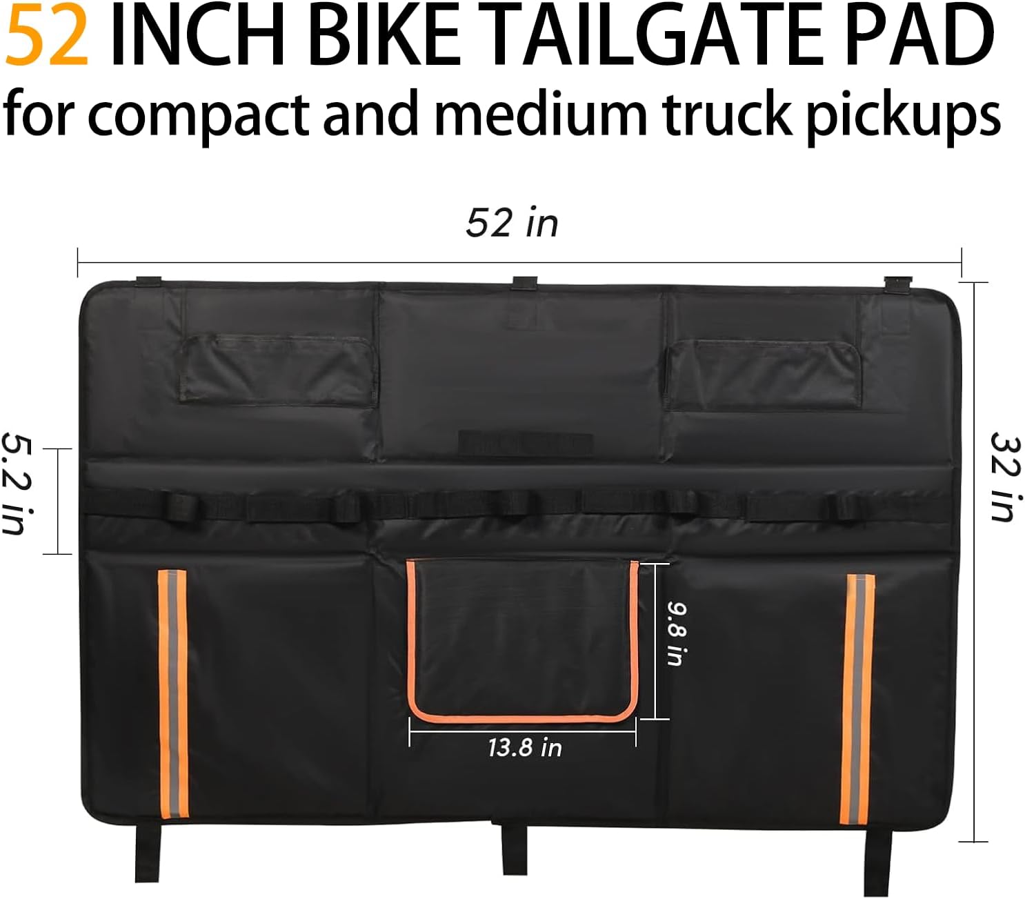 Truck Tailgate Bike Pad, Tailgate Pad for Mountain Bike, Tailgate Bike Pad with Tool Pocket, Bike Tailgate Protection Pad, 52 Inch Tailgate Cover for 5 Bikes