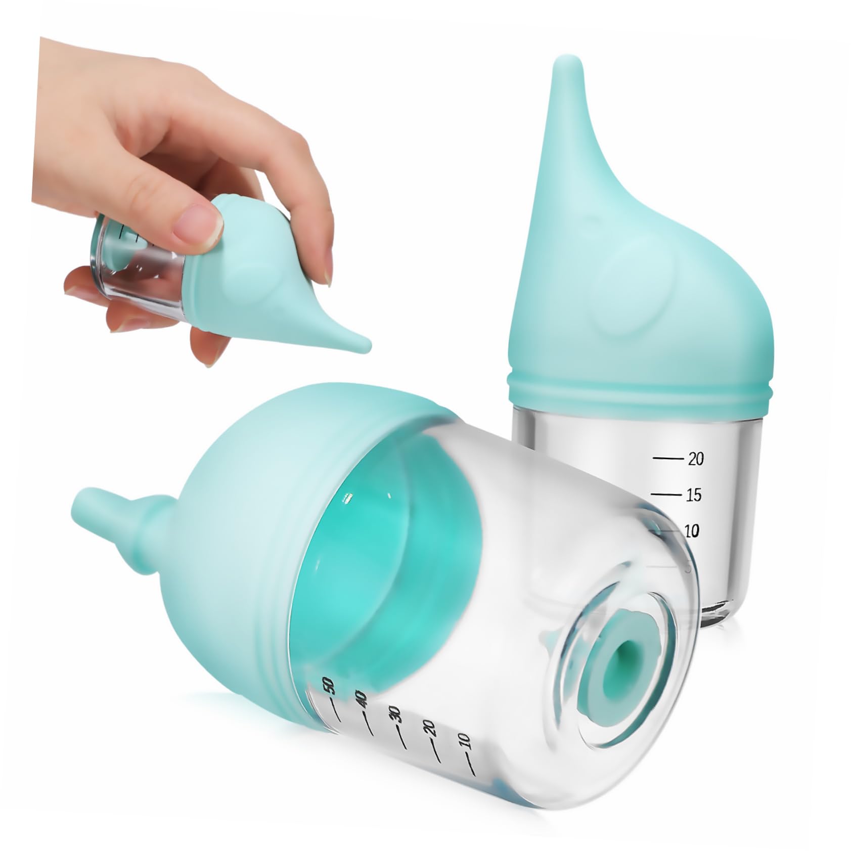 BCOATH Ergonomic Kitten Feeding Bottles 2pcs Puppy Bottle Feeder Safe Silicone Nipples