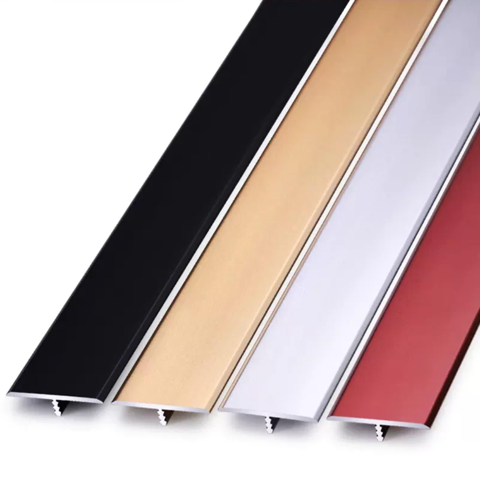 Perfil de transición de aluminio reforzado en forma de T for suelos - Moldura for borde de puerta en cocina/dormitorio/baño, cubierta de huecos duradera(Black,90 x 90 cm (Pack of 1))