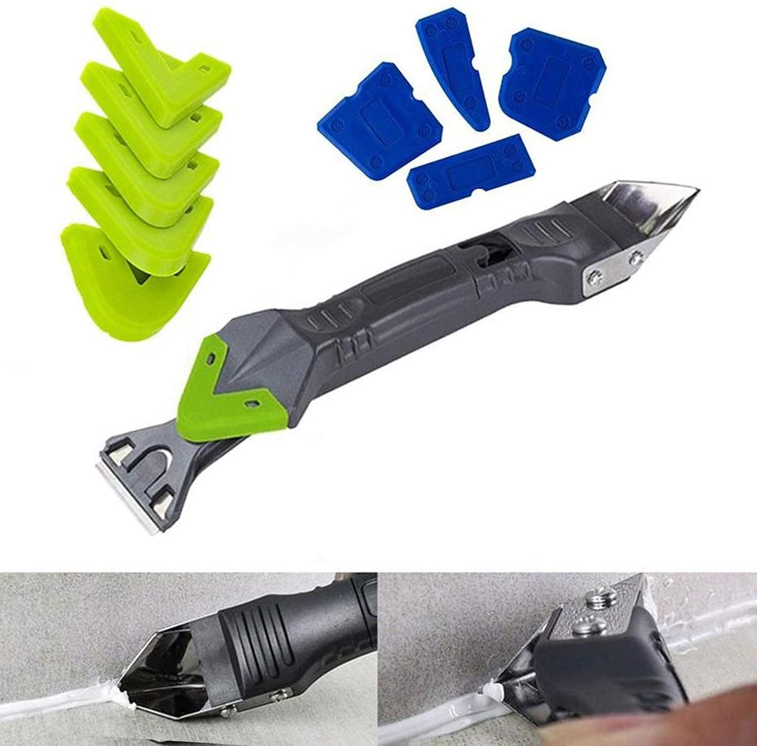 Aiwanto 5 in 1 Caulking Set Grouting, Silicone Sealant, Grout Scraper, Caulk Remover Finishing Tools for Kitchen Bathroom Window