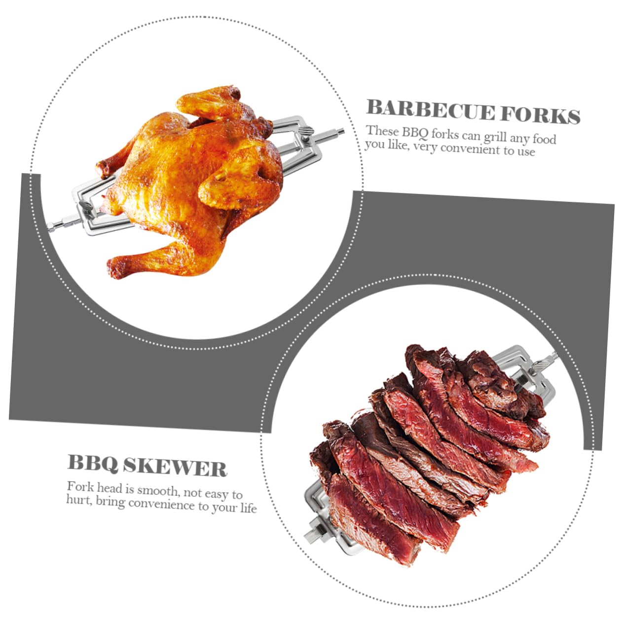 Toyvian 3pezzi Forchetta per Barbecue in Acciaio Inossidabile Accessori per Forno Versatile Forchetta per Barbecue Rotante Adatta per Grigliare Cibi e Utilizzo Friggitrice ad Aria