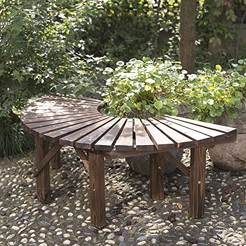 Gebogene Feuerstellenbank aus Holz, Gartenbank Sitzbank, Halbrunde...