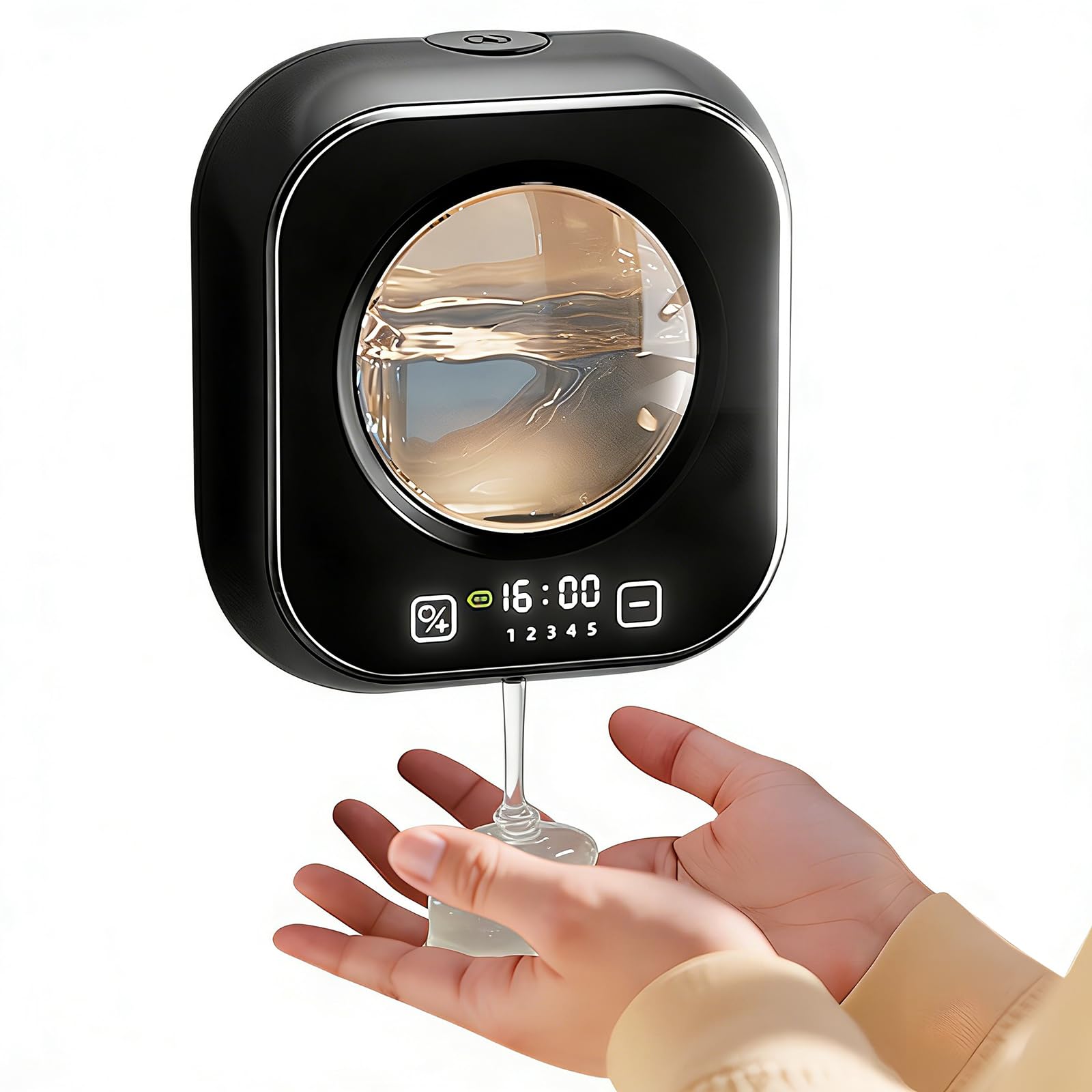 320ml Dispenser Sapone Automatico, 1500mAh Dosatore Sapone Schiuma da Parete 5 Livelli Regolabile Dispenser di Sapone, con Finestra Visiva, per Bagno, Cucina, Hotel ((Gel, Nero))