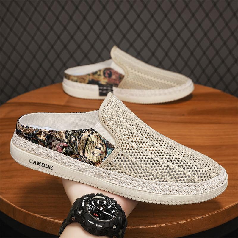Men's Summer Flat Mesh Casual Shoes - Lightweight Breathable Outdoor Walking Half-Slipper with Slip-On Comfort for Daily Wear2