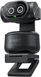 EMEET PIXY Dual-Camera AI-Powered PTZ Camera 4K, AI Tracking, PDAF&AI Autofocus 0.2s, 1/2.55'' Sensor, 3 Mics, Presets, Gesture Control, 4K Webcam for Streaming and OBS/Twitch/Switch 2 Compatible