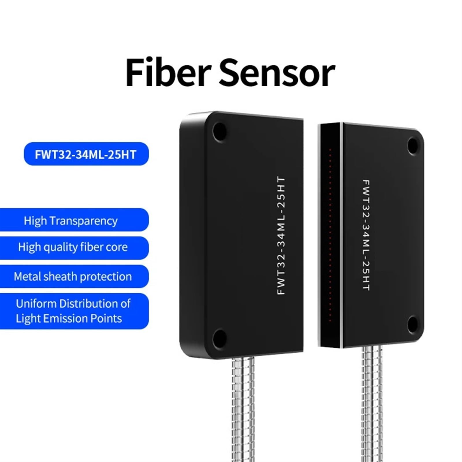 AJDFVHJF Fiber Optic Sensor FWT32-34ML-25 Machine Fiber Optic Sensor Metallic Sheath Through Beam Area Matrix Type Grating