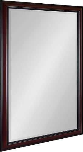 Kate and Laurel Dalat - Espejo de pared enmarcado 28 x 40 pulgadas cerezo espejo grande tradicional oscuro para decoración del hogar