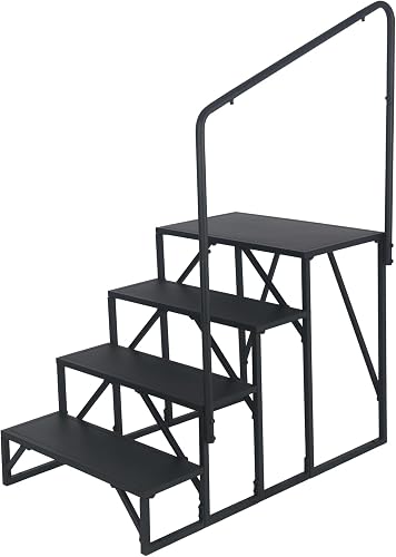 RV Steps with Handrail, 660 LBS 4-Step Hot Tub Stairs
