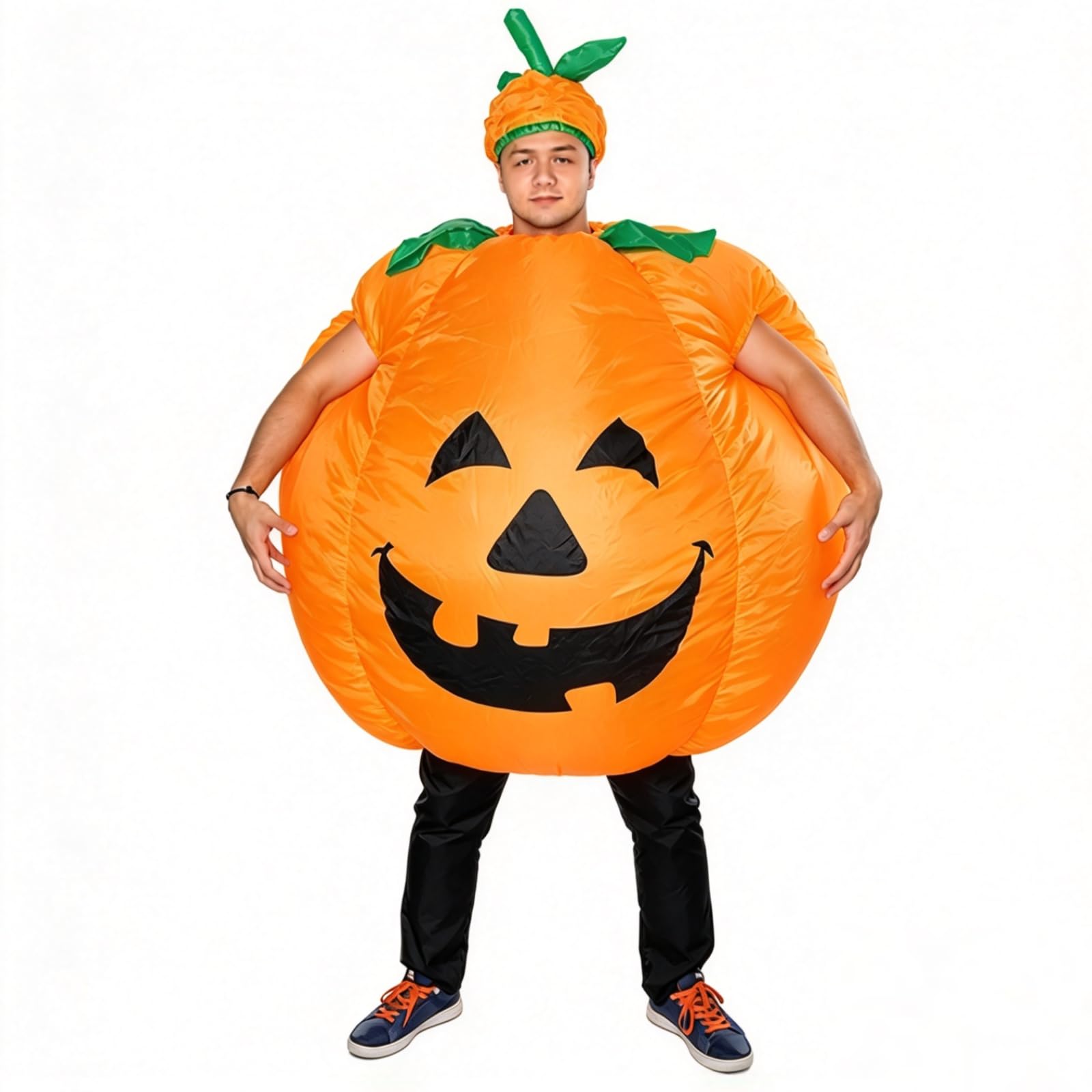 Inflatable Pumpkin Costume for Adults, Jack-o-Lantern Suit with Fan 1PACK