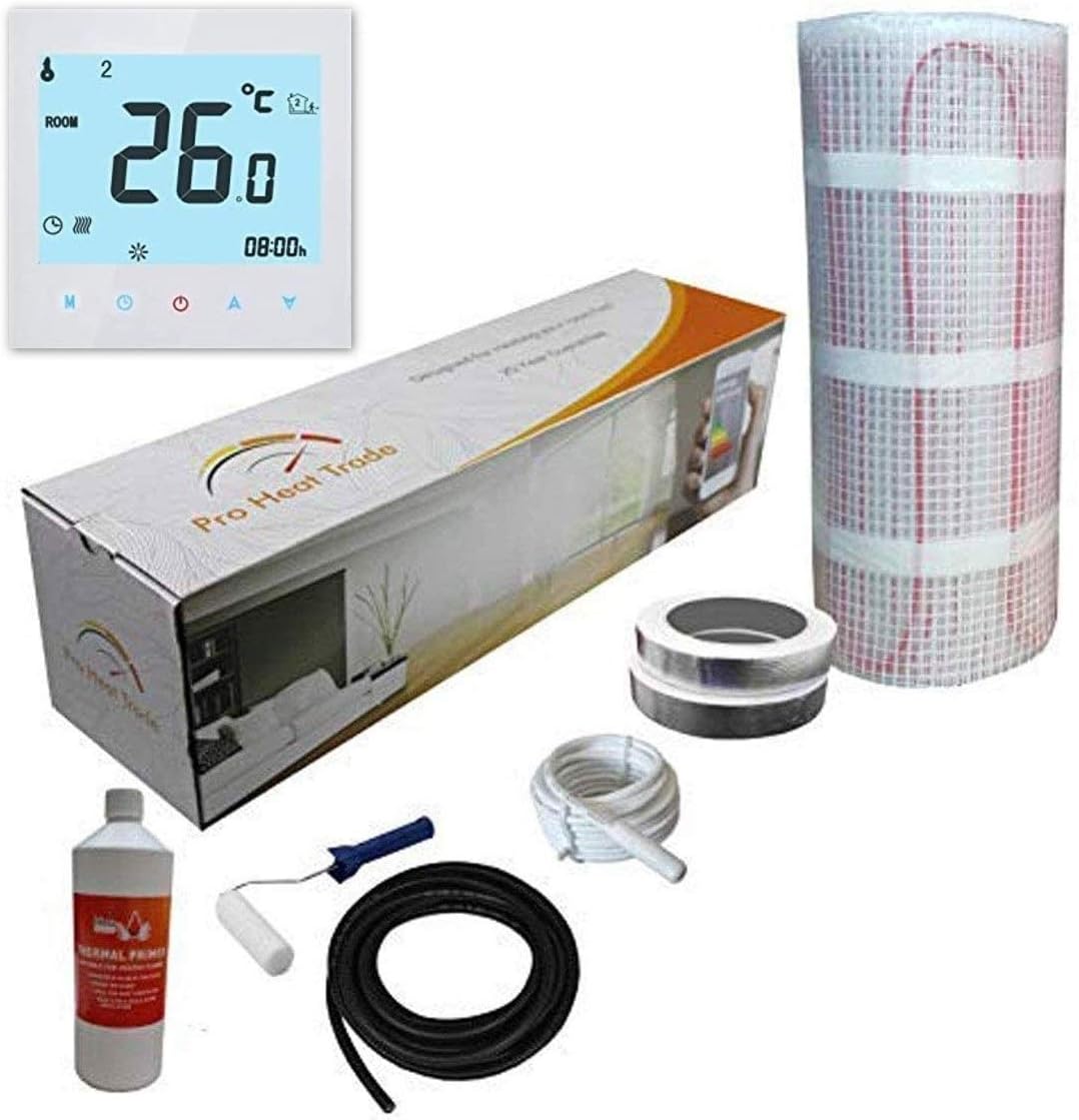 Electric Underfloor Yellow Box Heating kit 150w - 10.0m2 - White WiFi Thermostat