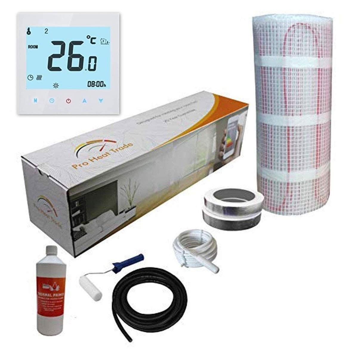 Electric Underfloor Yellow Box Heating kit 150w - 20.0m2 - White WiFi Thermostat