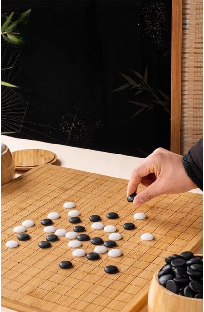 YHHY囲碁初心者セットメラミン製鳳石19路碁盤目に優しいマット仕上げ入門書付き (楠竹缶+361模造玉子+2.0竹皿/2冊プレゼン