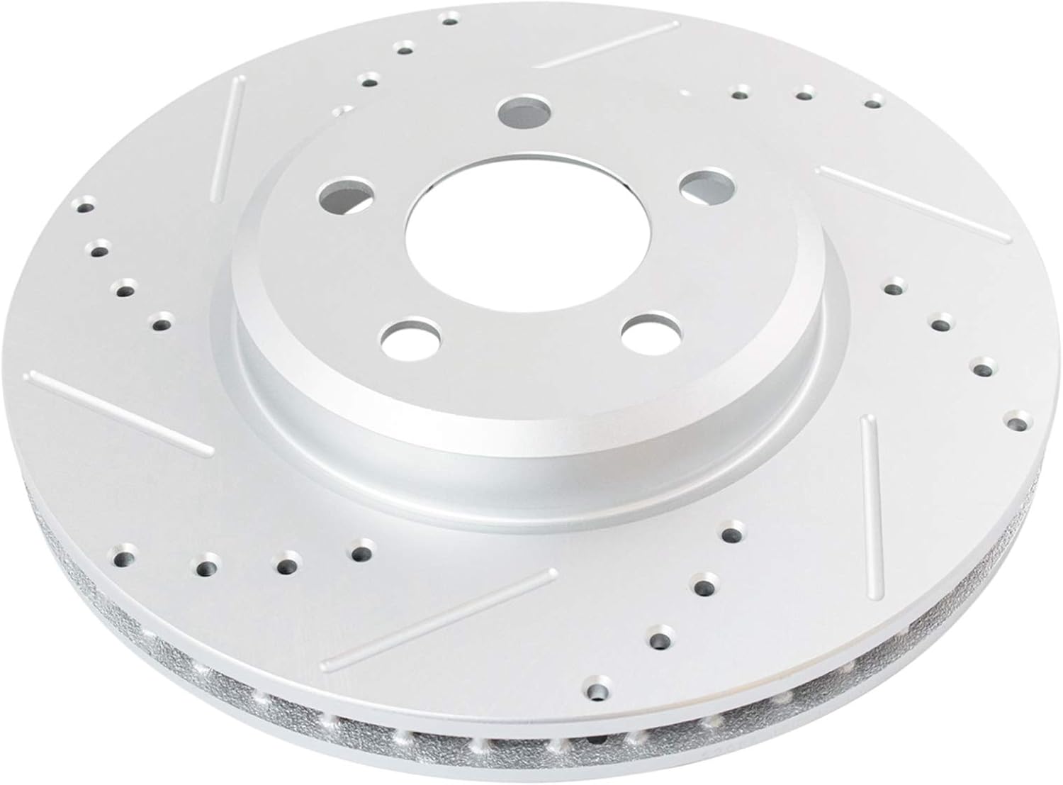 TRQ Front Brake Rotor Set G Coated Drilled and Slotted Vented Compatible with 2005-2023 Chrysler 300 2006-2023 Dodge Charger 2009-2023 Challenger 2005-2008 Magnum